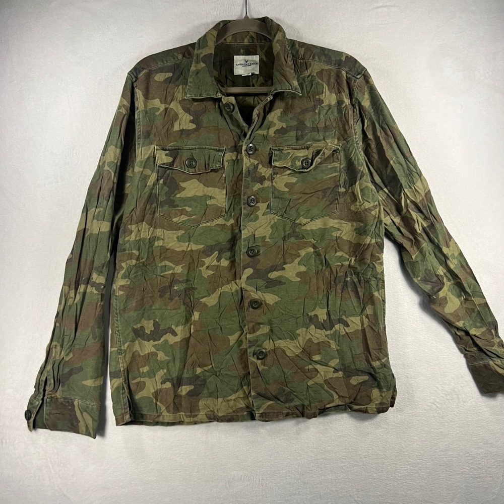 American Eagle Outfitters Mens Camo Button Up Shirt‎ Long Sleeve Utility